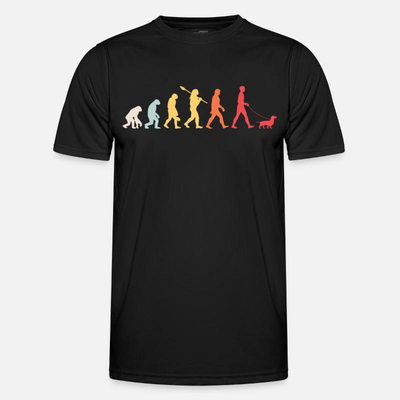 Dackel Evolution Retro - Männer Funktions-T-Shirt - Schwarz