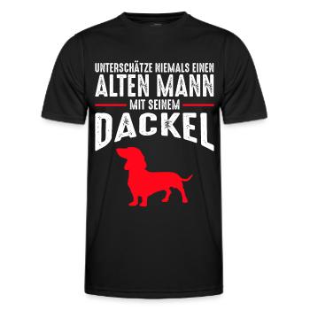 Alter Mann - Dackel | Retro Vintage Style - Männer Funktions-T-Shirt - Schwarz - Vorne - AI Model Male 178 dark (178cm)