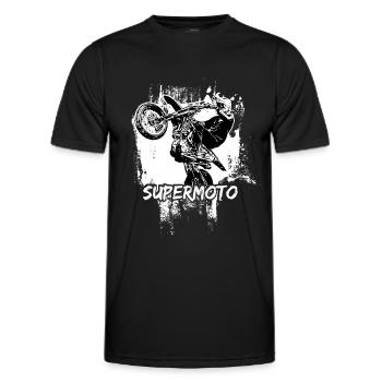 Supermoto / Supermotard / Supermoto Wheelie - Men's Functional T-Shirt - black - Front - AI Model Male 178 dark (178cm)
