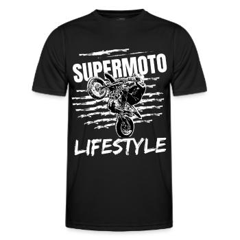 Supermoto / Supermotard / Supermoto Wheelie - Men's Functional T-Shirt - black - Front - AI Model Male 178 dark (178cm)