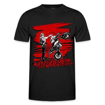 Supermoto / Supermotard / Supermoto Wheelie - Men's Functional T-Shirt - black - Front - AI Model Male 178 dark (178cm)
