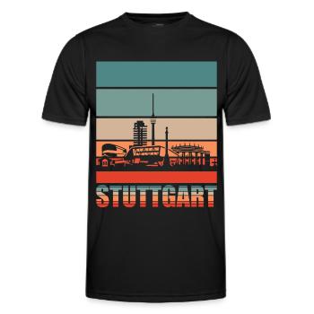 Stuttgart Retro Skyline Stadt - Männer Funktions-T-Shirt - Schwarz - Vorne - AI Model Male 178 dark (178cm)