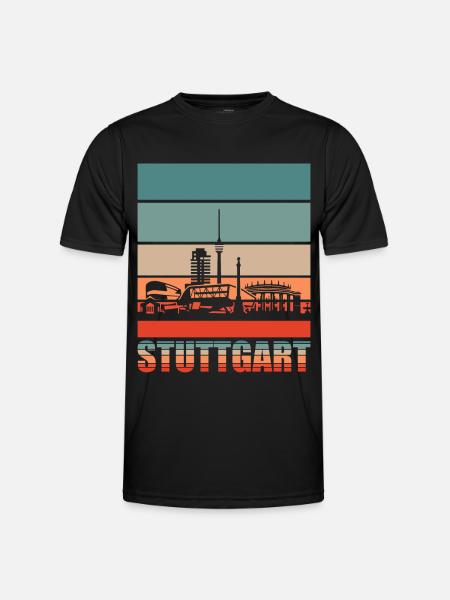 Stuttgart Retro Skyline Stadt - Männer Funktions-T-Shirt - Schwarz