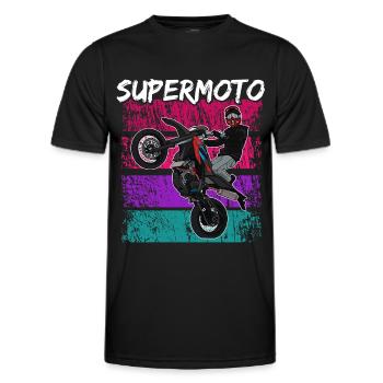 Supermoto / Supermotard / Supermoto Wheelie - Men's Functional T-Shirt - black - Front - AI Model Male 178 dark (178cm)