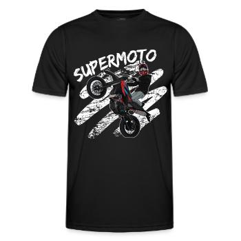 Supermoto / Supermotard / Supermoto Wheelie - Men's Functional T-Shirt - black - Front - AI Model Male 178 dark (178cm)