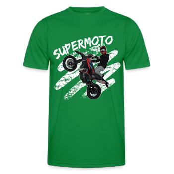 Supermoto / Supermotard / Supermoto Wheelie - Men's Functional T-Shirt - kelly green - Front - AI Model Male 178 dark (178cm)