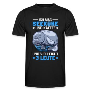 Seekühe und Kaffee Manati Meeressäuger Seekuh - Männer Funktions-T-Shirt - Schwarz - Vorne - AI Model Male 178 dark (178cm)
