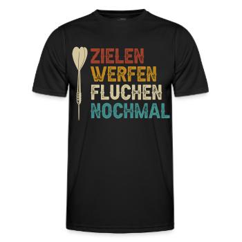 Dart Zielen werfen fluchen nochmal Dartpfeil - Männer Funktions-T-Shirt - Schwarz - Vorne - AI Model Male 178 dark (178cm)