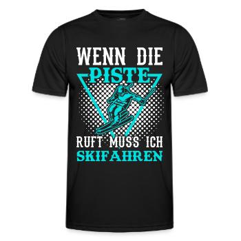 Skifahren | Wenn die Piste ruft muss ich Skifahren - Männer Funktions-T-Shirt - Schwarz - Vorne - AI Model Male 178 dark (178cm)