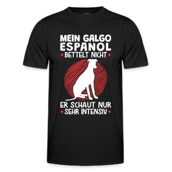Galgo Espanol schaut sehr intensiv Windhund - Männer Funktions-T-Shirt - Schwarz - Vorne - AI Model Male 178 dark (178cm)