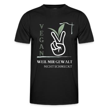 Vegan, weil mir Gewalt nicht schmeckt - Männer Funktions-T-Shirt - Schwarz - Vorne - AI Model Male 178 dark (178cm)
