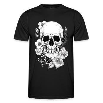 Totenkopf mit Blumen Kunst - Männer Funktions-T-Shirt - Schwarz - Vorne - AI Model Male 178 dark (178cm)