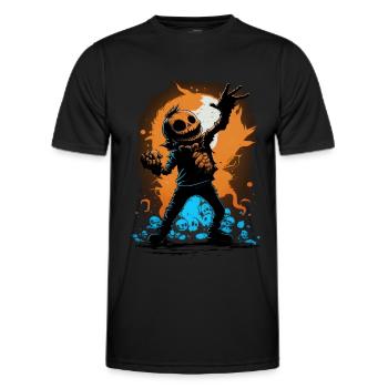 Halloween Jack O Lantern Dabbing Pumpkin - Men's Functional T-Shirt - black - Front - AI Model Male 178 dark (178cm)