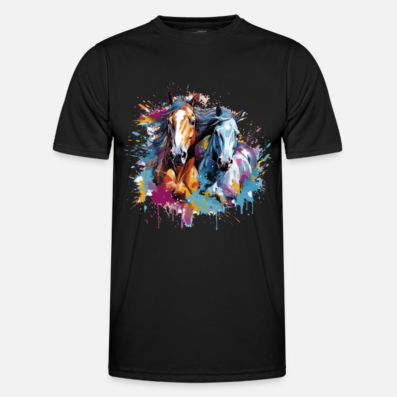 Pferde, Pferde - Männer Funktions-T-Shirt - Schwarz