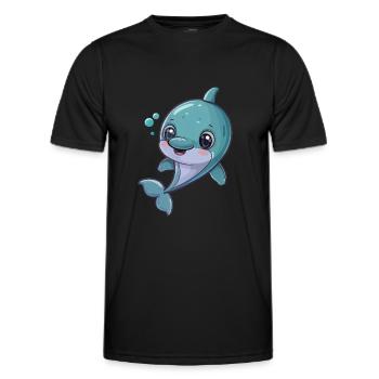 Dauphin joyeux sous l’eau - T-shirt sport Homme - noir - Devant - AI Model Male 178 dark (178cm)
