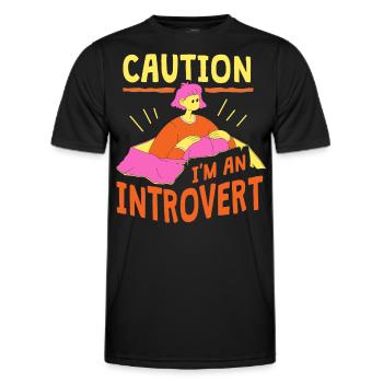 Attention Je suis un introverti timide - T-shirt sport Homme - noir - Devant - AI Model Male 178 dark (178cm)