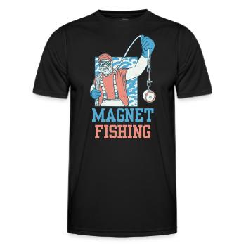 Magnetic Fishing Magnet Magnetic Fisherman - Men's Functional T-Shirt - black - Front - AI Model Male 178 dark (178cm)