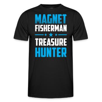 Magnetic Fisherman Treasure Hunter Magnetic Fishing Magnet - Men's Functional T-Shirt - black - Front - AI Model Male 178 dark (178cm)