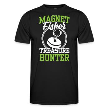 Magnetic Fisherman Treasure Hunter Magnet Magnetic Fishing - Men's Functional T-Shirt - black - Front - AI Model Male 178 dark (178cm)
