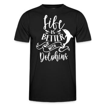 Das Leben Ist Besser Mit Delfinen Delfine Delfin - Männer Funktions-T-Shirt - Schwarz - Vorne - AI Model Male 178 dark (178cm)