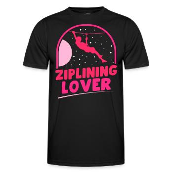 Ziplining lover zip line Sport Zipline - Men's Functional T-Shirt - black - Front - AI Model Male 178 dark (178cm)