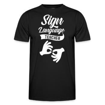 Gebärdensprache Lehrer Awareness Gestik Gebärden - Männer Funktions-T-Shirt - Schwarz - Vorne - AI Model Male 178 dark (178cm)