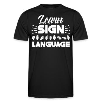 Gebärdensprache Lernen Awareness Gebärden Gestik - Männer Funktions-T-Shirt - Schwarz - Vorne - AI Model Male 178 dark (178cm)