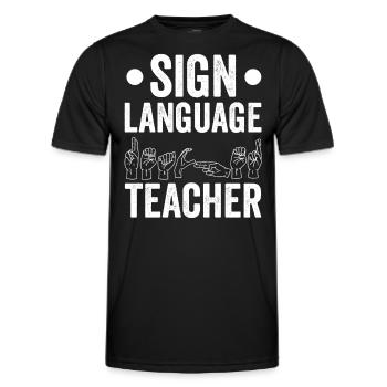 Professeur de langue des signes Gestes de sensibilisation aux signes - T-shirt sport Homme - noir - Devant - AI Model Male 178 dark (178cm)