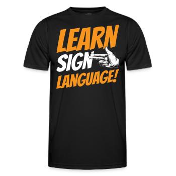 Apprendre la langue des signes Conscience Gestes Signes - T-shirt sport Homme - noir - Devant - AI Model Male 178 dark (178cm)