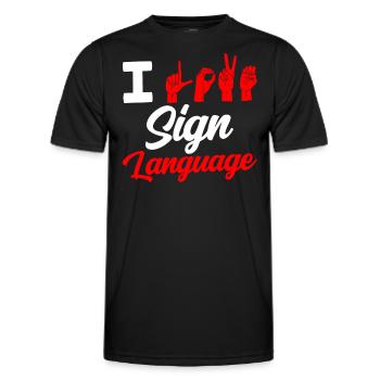Ich Liebe Gebärdensprache Gebärden Awareness - Männer Funktions-T-Shirt - Schwarz - Vorne - AI Model Male 178 dark (178cm)