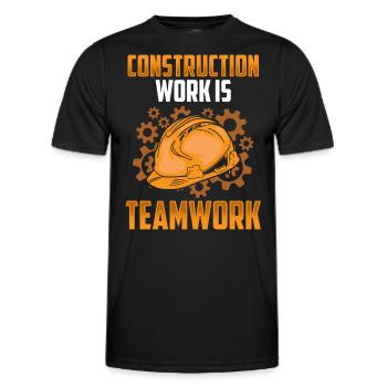 Construction work is teamwork Construction Teamwork Construction site - Men's Functional T-Shirt - black - Front - AI Model Male 178 dark (178cm)