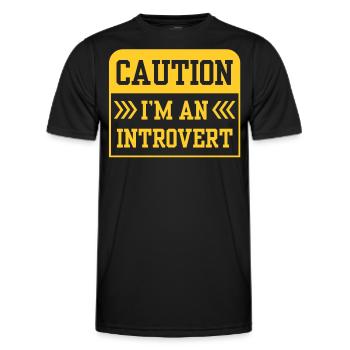 Vorsicht Ich Bin Ein Introvertierter Schüchtern - Männer Funktions-T-Shirt - Schwarz - Vorne - AI Model Male 178 dark (178cm)