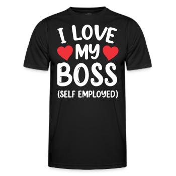 I love my boss (self-employed) freelancer - Men's Functional T-Shirt - black - Front - AI Model Male 178 dark (178cm)