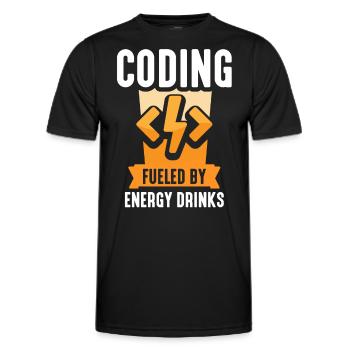 Programmieren Mit Energydrinks Coding Code Coder - Männer Funktions-T-Shirt - Schwarz - Vorne - AI Model Male 178 dark (178cm)