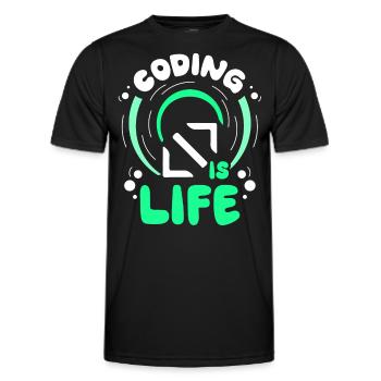 Coding Ist Leben Code Coder Programmierer - Männer Funktions-T-Shirt - Schwarz - Vorne - AI Model Male 178 dark (178cm)