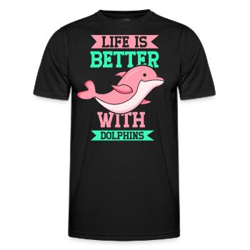 Das Leben Ist Besser Mit Delfinen Delfine Delfin - Männer Funktions-T-Shirt - Schwarz - Vorne - AI Model Male 178 dark (178cm)