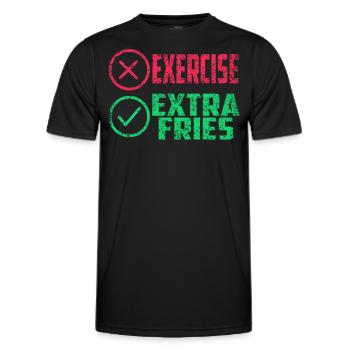 Übung Extra Pommes Exercise Extra Fries Fitness - Männer Funktions-T-Shirt - Schwarz - Vorne - AI Model Male 178 dark (178cm)