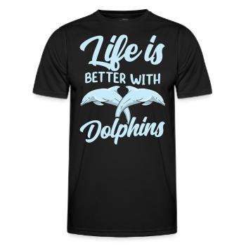 Das Leben Ist Besser Mit Delfinen Delfine Delfin - Männer Funktions-T-Shirt - Schwarz - Vorne - AI Model Male 178 dark (178cm)