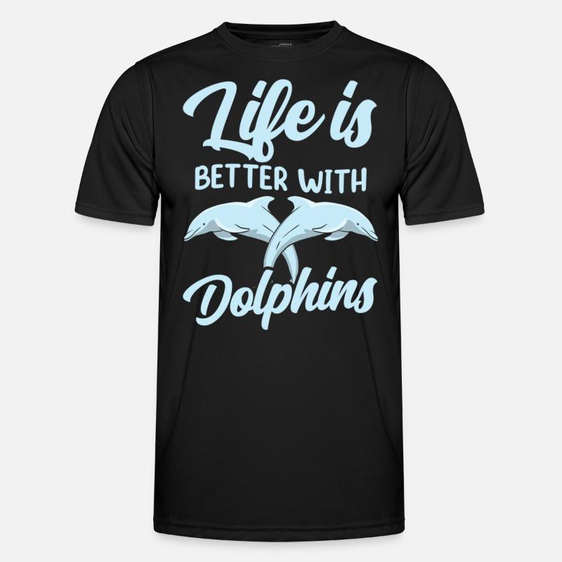Das Leben Ist Besser Mit Delfinen Delfine Delfin - Männer Funktions-T-Shirt - Schwarz