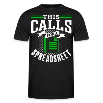 This requires a spreadsheet accountant table - Men's Functional T-Shirt - black - Front - AI Model Male 178 dark (178cm)