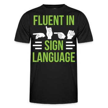 Fließend In Gebärdensprache Gebärden Awareness - Männer Funktions-T-Shirt - Schwarz - Vorne - AI Model Male 178 dark (178cm)