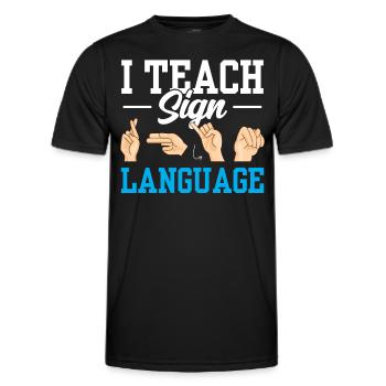 J’enseigne la conscience des signes en langue des signes - T-shirt sport Homme - noir - Devant - AI Model Male 178 dark (178cm)