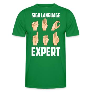 Gebärdensprache Experte Awareness Gebärden Gestik - Männer Funktions-T-Shirt - Kelly Green - Vorne - AI Model Male 178 dark (178cm)