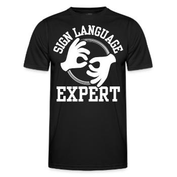 Gebärdensprache Experte Awareness Gebärden Gestik - Männer Funktions-T-Shirt - Schwarz - Vorne - AI Model Male 178 dark (178cm)