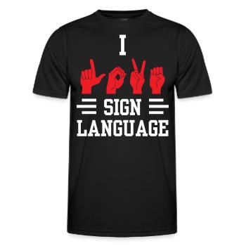 Ich Liebe Gebärdensprache Gebärden Awareness - Männer Funktions-T-Shirt - Schwarz - Vorne - AI Model Male 178 dark (178cm)