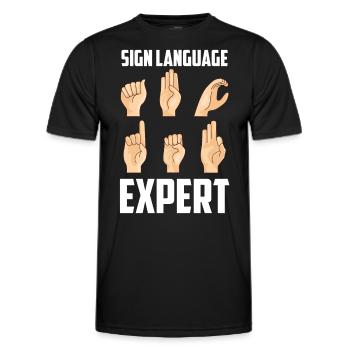 Gebärdensprache Experte Awareness Gestik Gebärden - Männer Funktions-T-Shirt - Schwarz - Vorne - AI Model Male 178 dark (178cm)