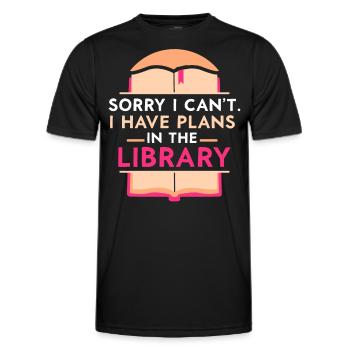 Kann Nicht Ich Habe Pläne In Der Bibliothek Bücher - Männer Funktions-T-Shirt - Schwarz - Vorne - AI Model Male 178 dark (178cm)