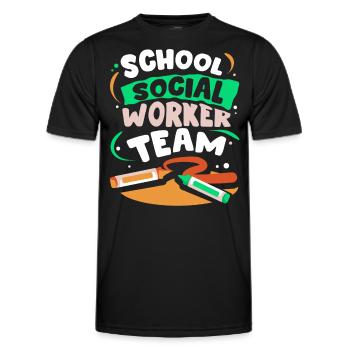 Équipe de travailleurs sociaux en milieu scolaire École de travail social - T-shirt sport Homme - noir - Devant - AI Model Male 178 dark (178cm)