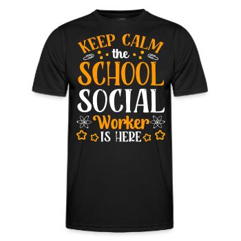 Keeping calm The school social worker is a profession - Men's Functional T-Shirt - black - Front - AI Model Male 178 dark (178cm)