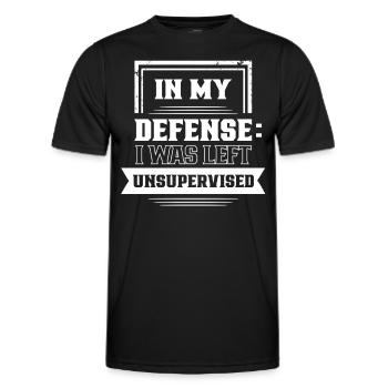 Laissé sans surveillance pour ma défense - T-shirt sport Homme - noir - Devant - AI Model Male 178 dark (178cm)